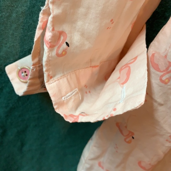 Cute vintage pink flamingo print button-down top L - Picture 7 of 17